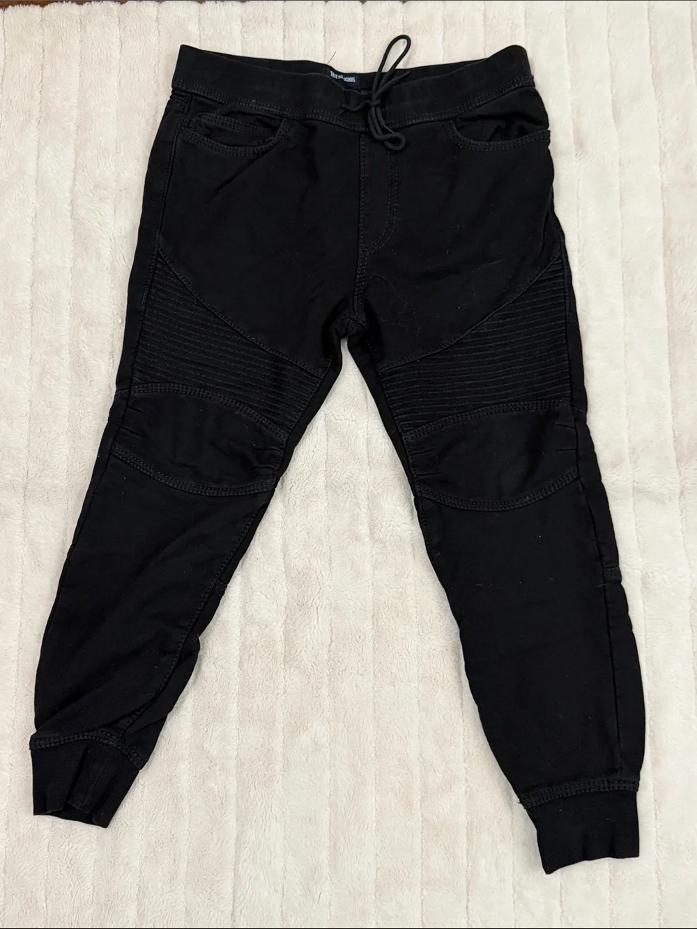 True Religion Black Ribbed Knee Jogger Sweatpants